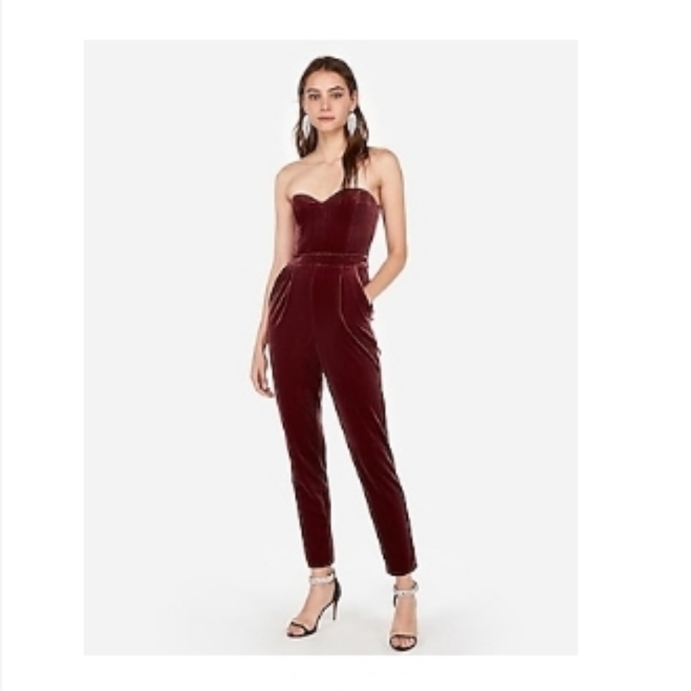 Nwt Express Red velvet jumpsuit